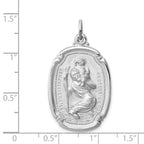 Sterling Silver Rhodium-Plated St. Christopher Medal with Polished Finish Solid