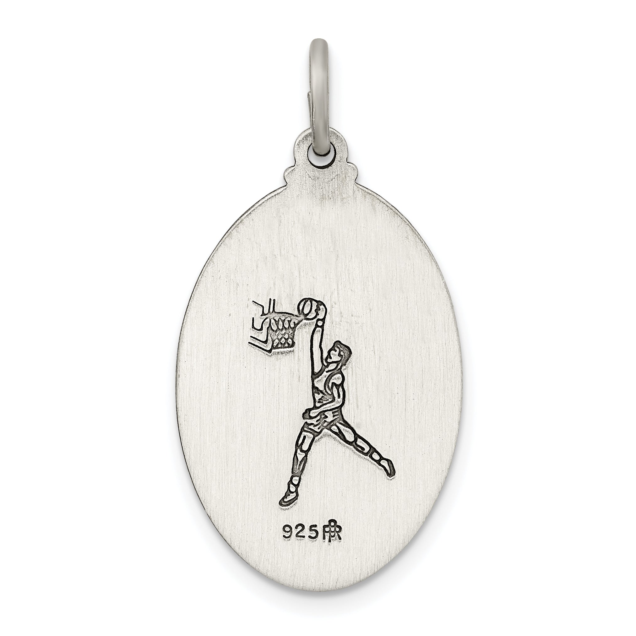 Sterling Silver St. Christopher Basketball Medal with Antiqued Finish  Solid, Die-Struck