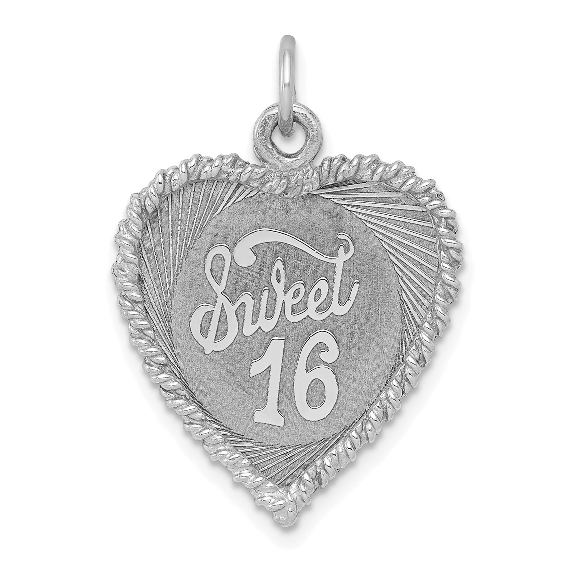 Sterling Silver Rhodium-plated Sweet Sixteen Disc Charm Main image