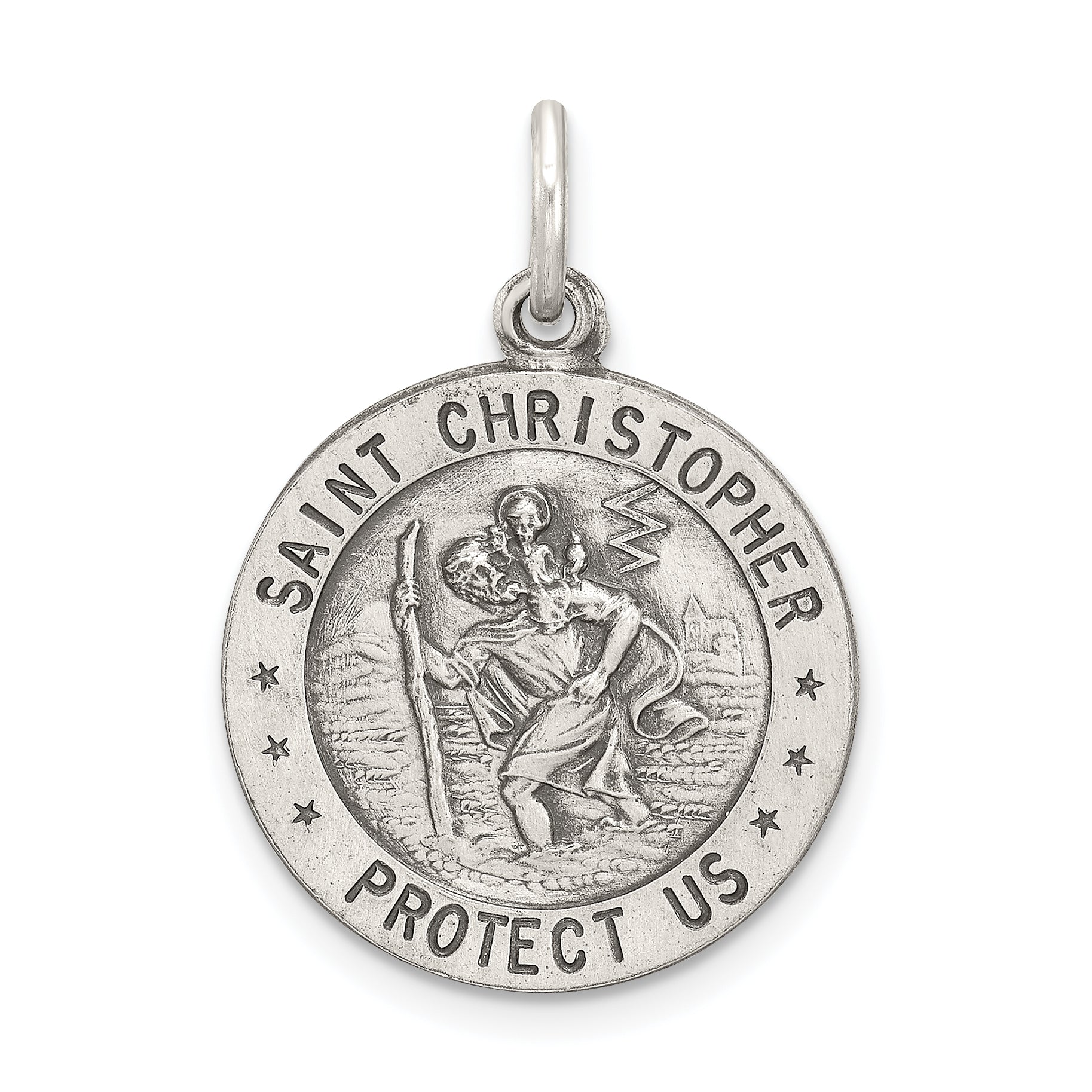 Sterling Silver Antiqued St. Christopher Baseball Medal Main image