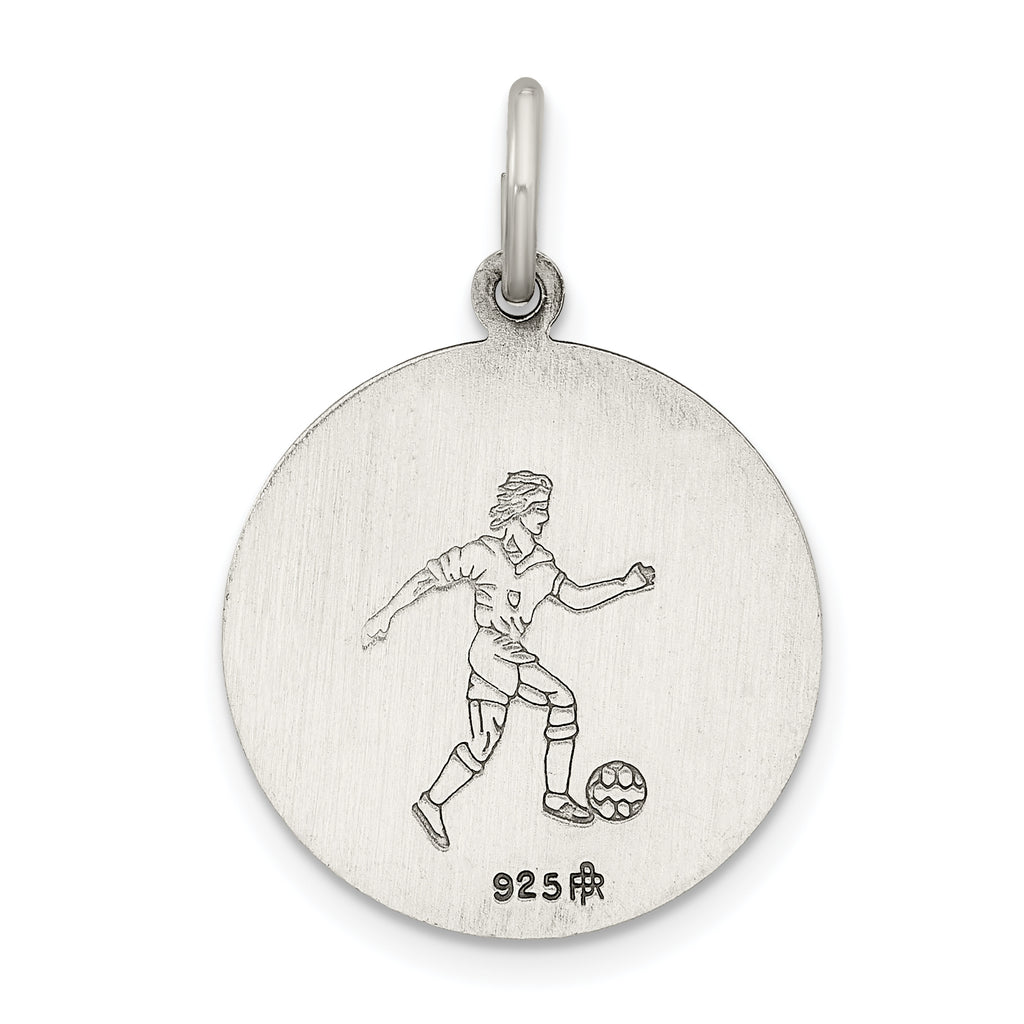 Sterling Silver 925 Antiqued St. Christopher Soccer Medal Charm Solid Vintage Style