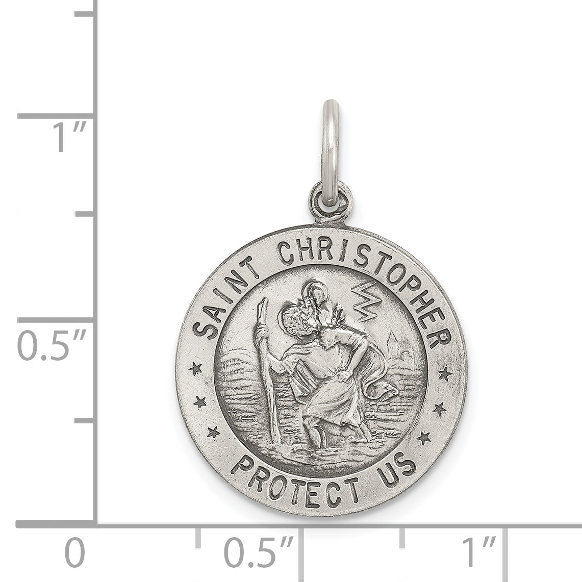 Sterling Silver 925 Antiqued St. Christopher Soccer Medal Charm Solid Vintage Style