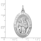 Sterling Silver 925 St. Anthony Medal with Rhodium-Plated Polished Finish