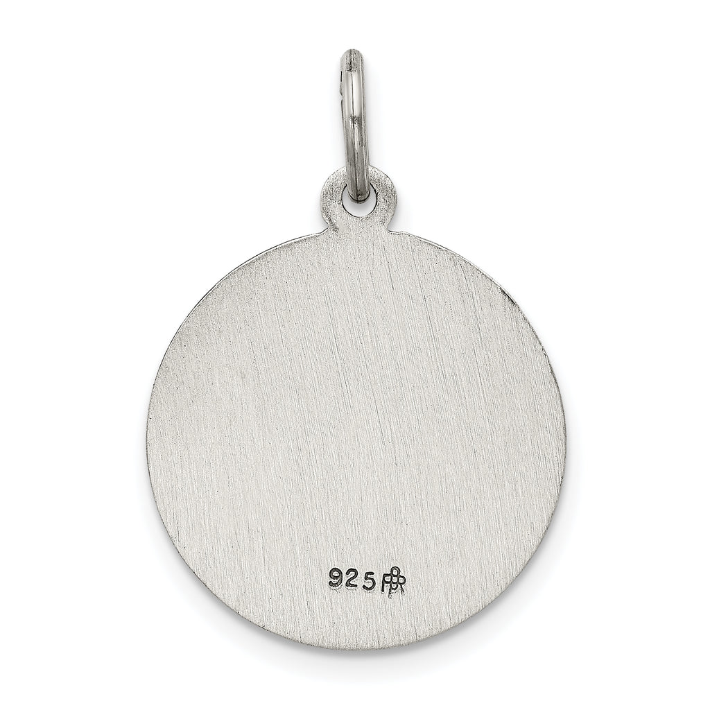 Sterling Silver 925 Antiqued St. Barbara Medal Pendant Solid Charm