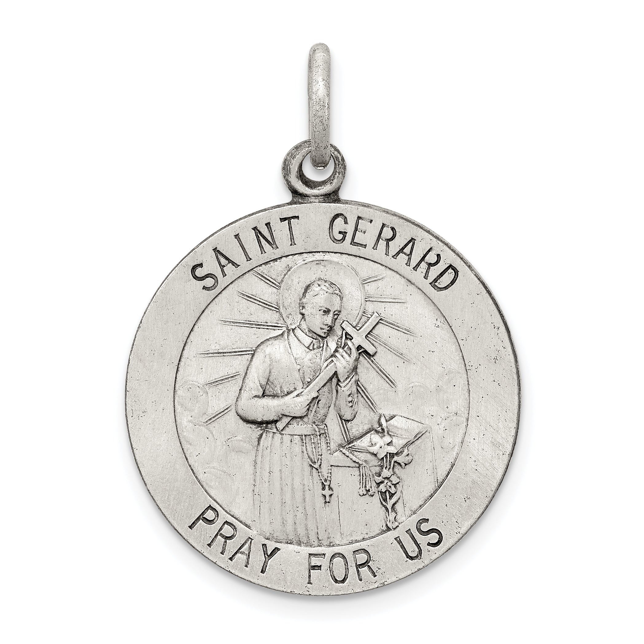 Sterling Silver Antiqued Saint Gerard Medal Main image
