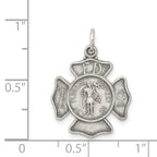 Sterling Silver 925 Saint Florian Antiqued Medal Charm Elegant Themed Design
