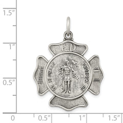 Sterling Silver Saint Florian Badge Engravable Antique Charm by Sophia Jewelers