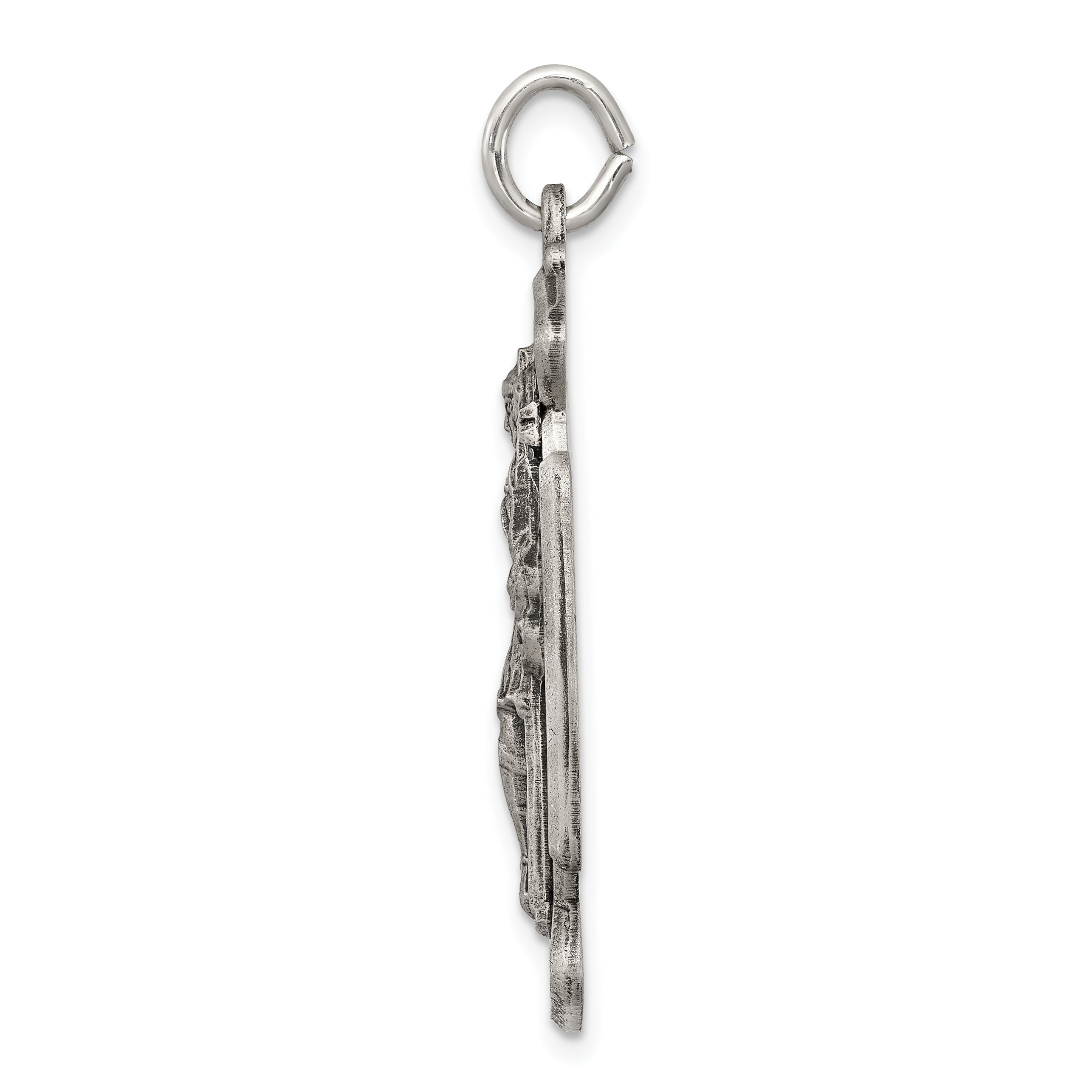 Sterling Silver 925 Saint Florian Antiqued Medal Pendant Solid Themed Design Secondary image