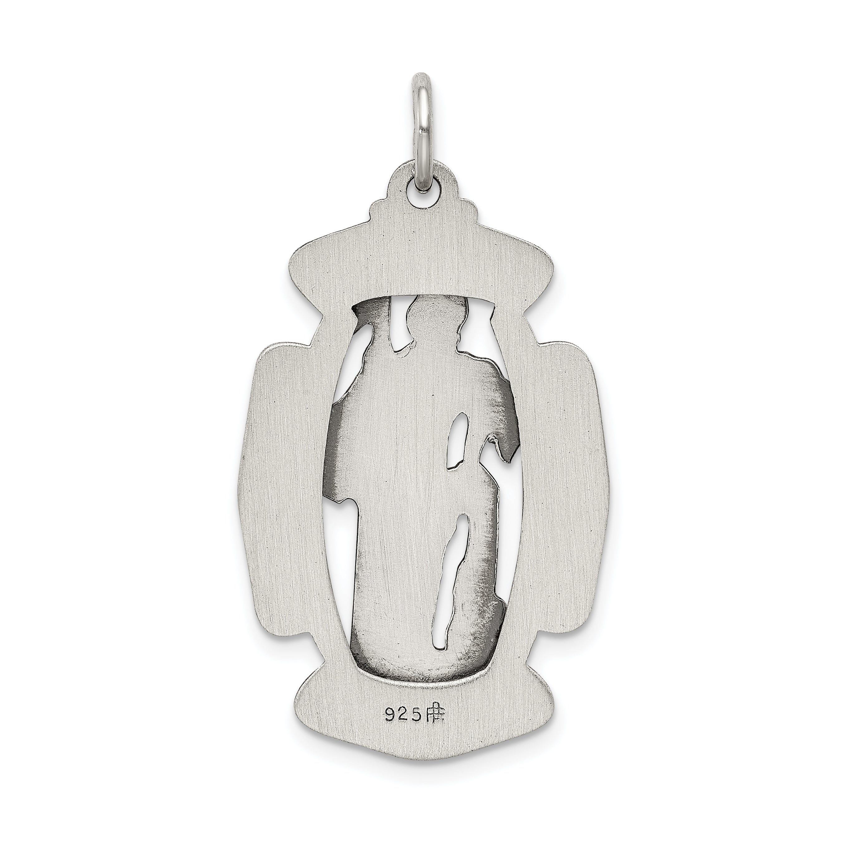 Sterling Silver 925 Saint Florian Antiqued Medal Pendant Solid Themed Design