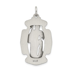 Sterling Silver 925 Saint Florian Antiqued Medal Pendant Solid Themed Design