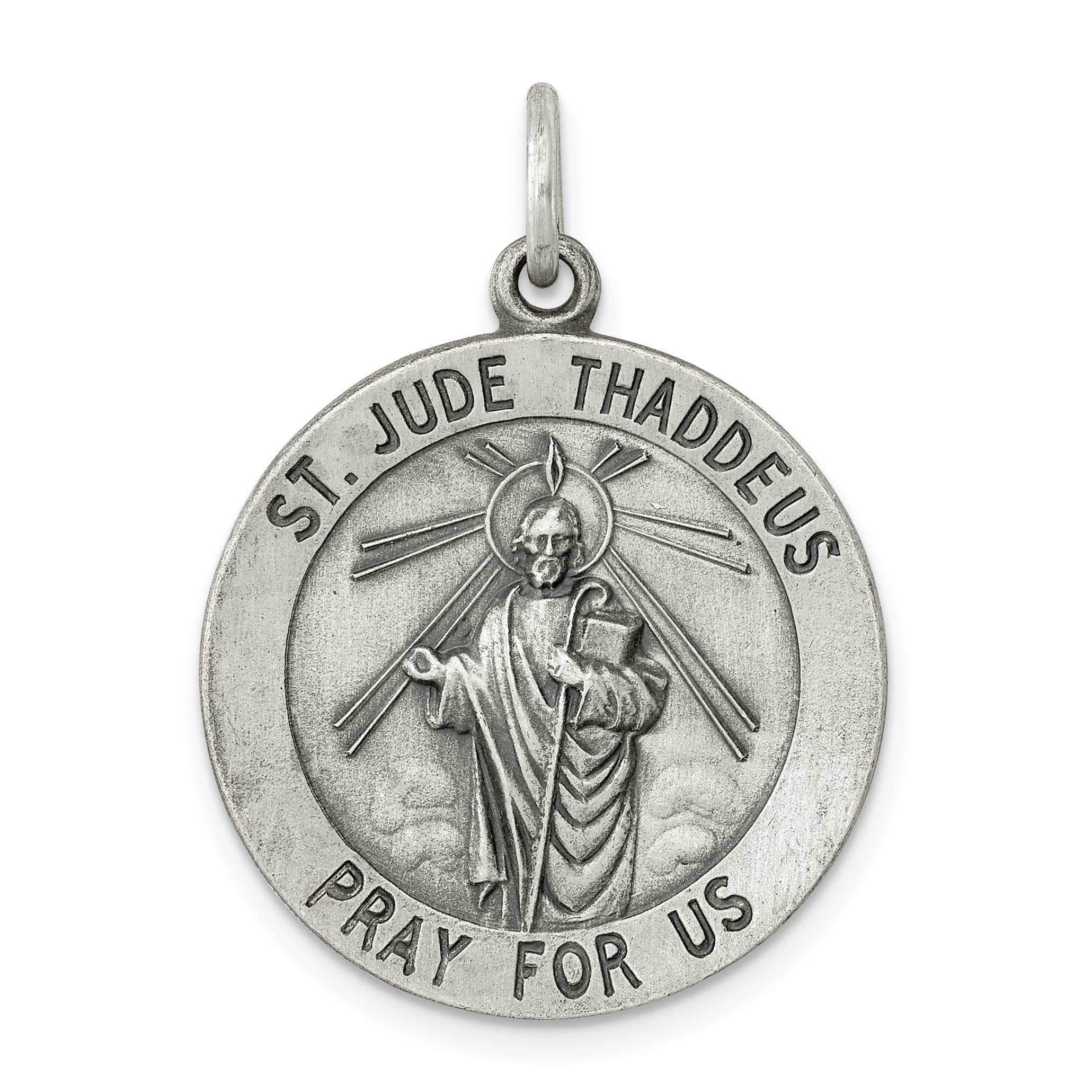 Sterling Silver Antiqued Saint Jude Thaddeus Medal Main image