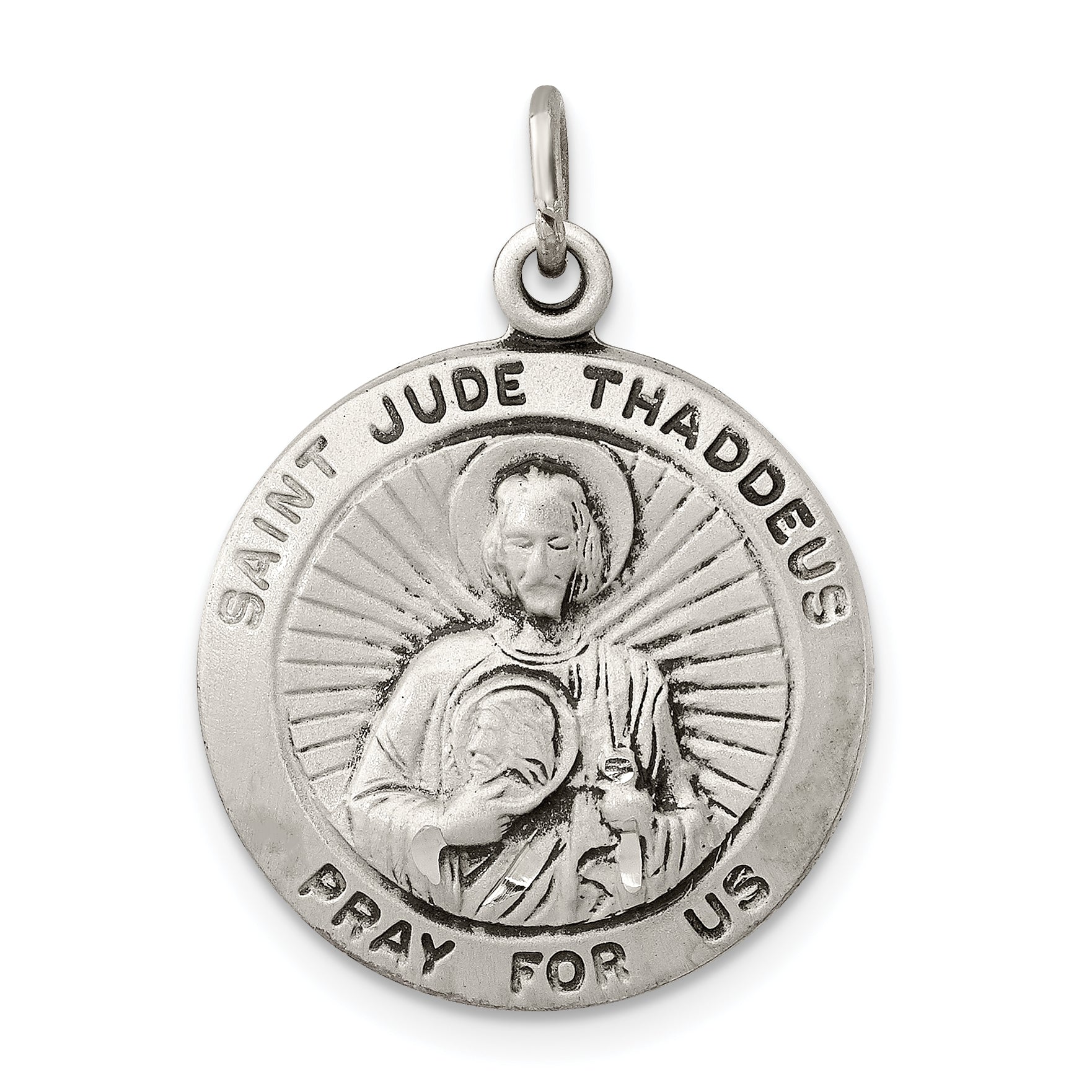 Sterling Silver Antiqued Saint Jude Thaddeus Medal Main image
