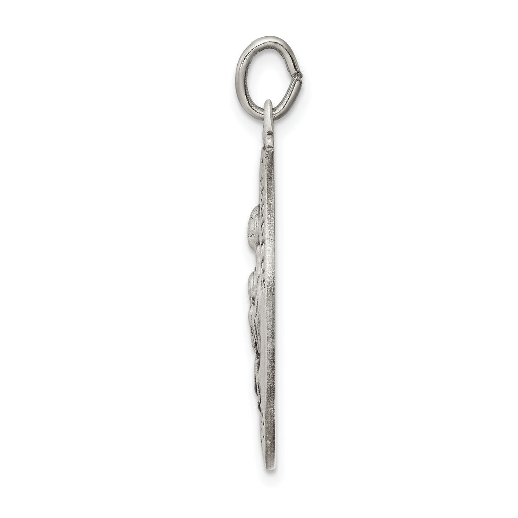Sterling Silver 925 Saint Jude Antiqued Solid Pendant, Vintage Elegance