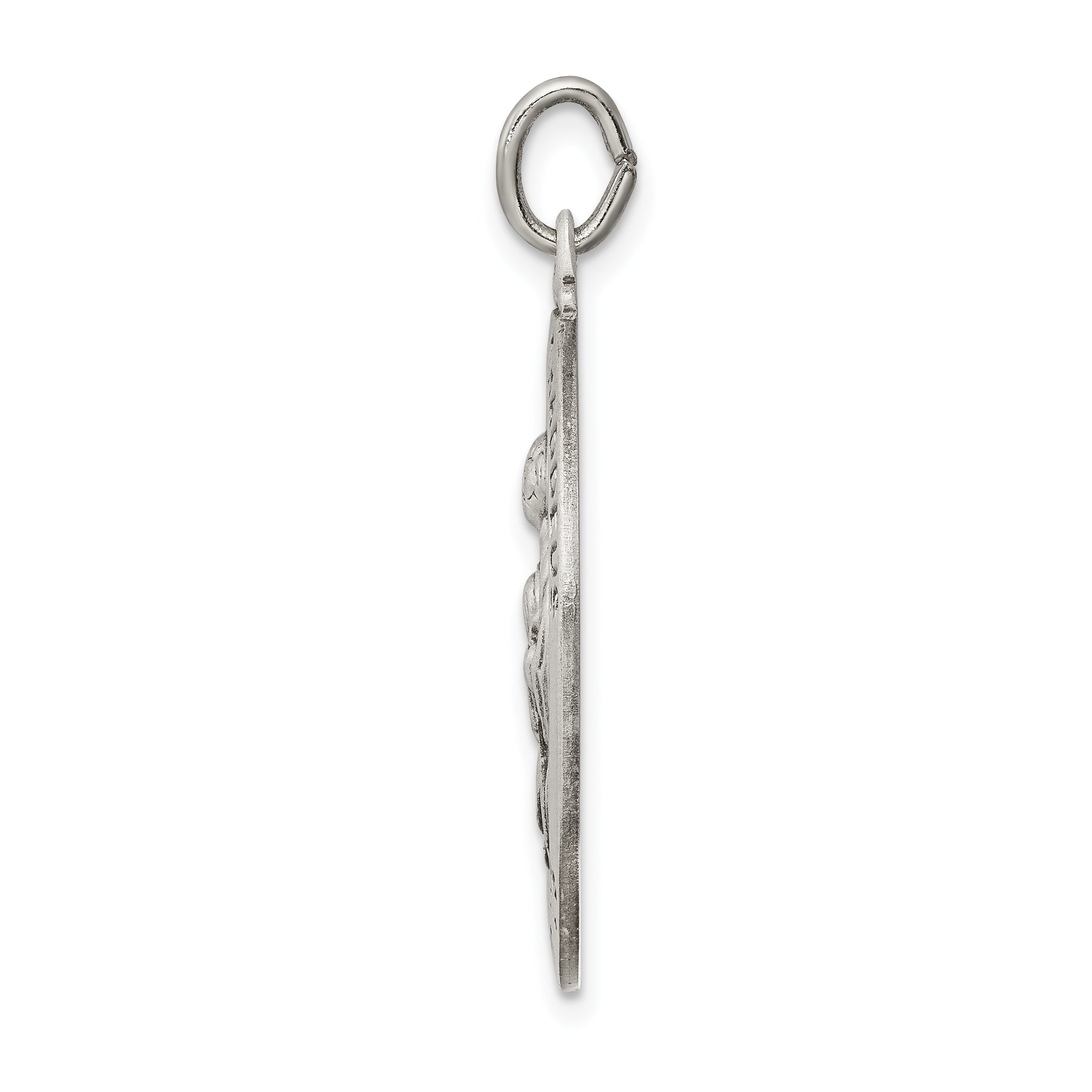 Sterling Silver 925 Saint Jude Antiqued Solid Pendant, Vintage Elegance