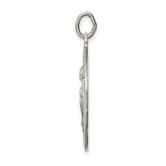 Sterling Silver 925 Saint Jude Antiqued Solid Pendant, Vintage Elegance