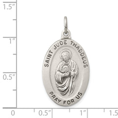 Sterling Silver 925 Saint Jude Antiqued Solid Pendant, Vintage Elegance