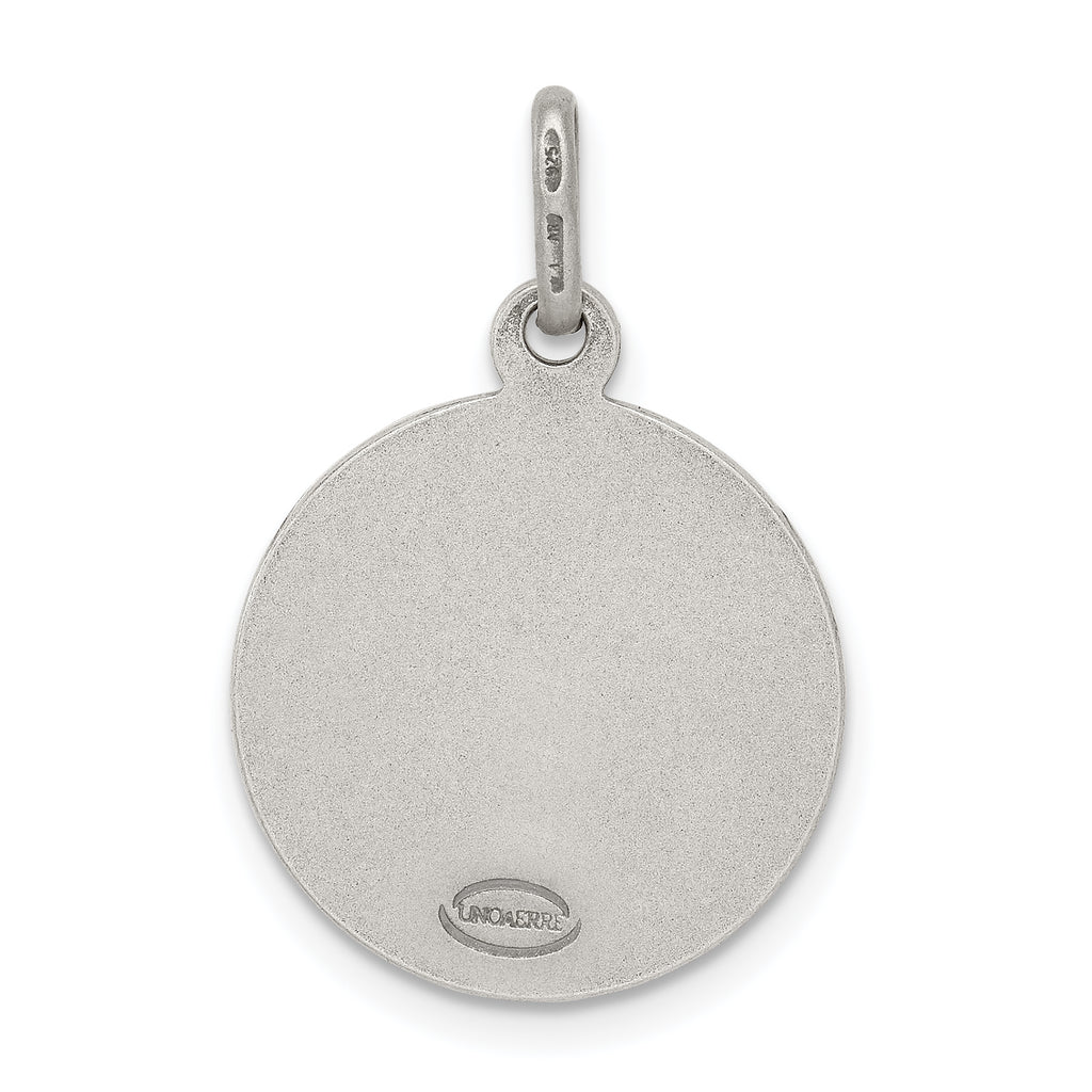 Sterling Silver Engravable Saint Michael Pendant with Antiqued Finish