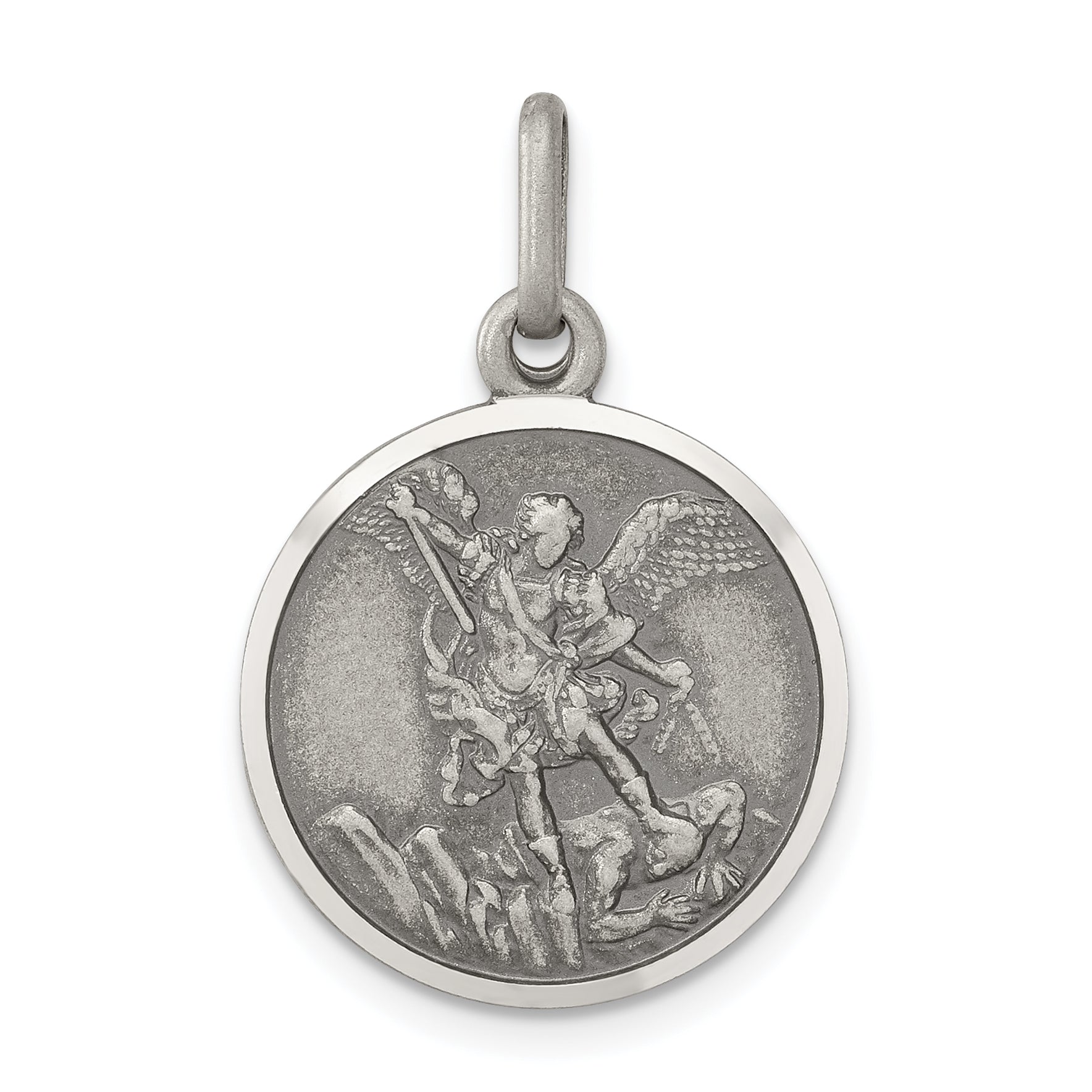 Sterling Silver Antiqued Saint Michael Medal Main image