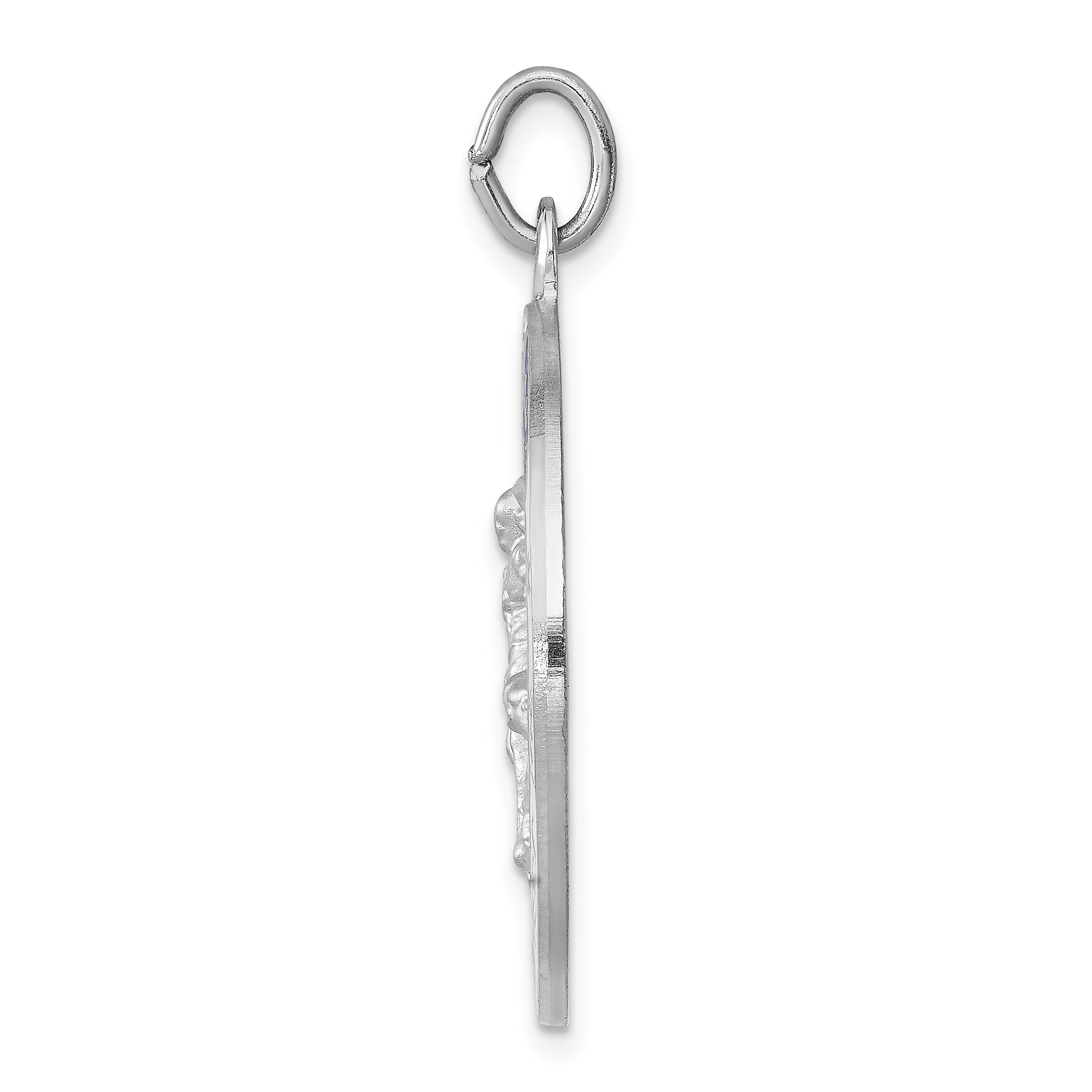 Sterling Silver 925 Enameled Saint Michael Pendant Polished Rhodium-Plated