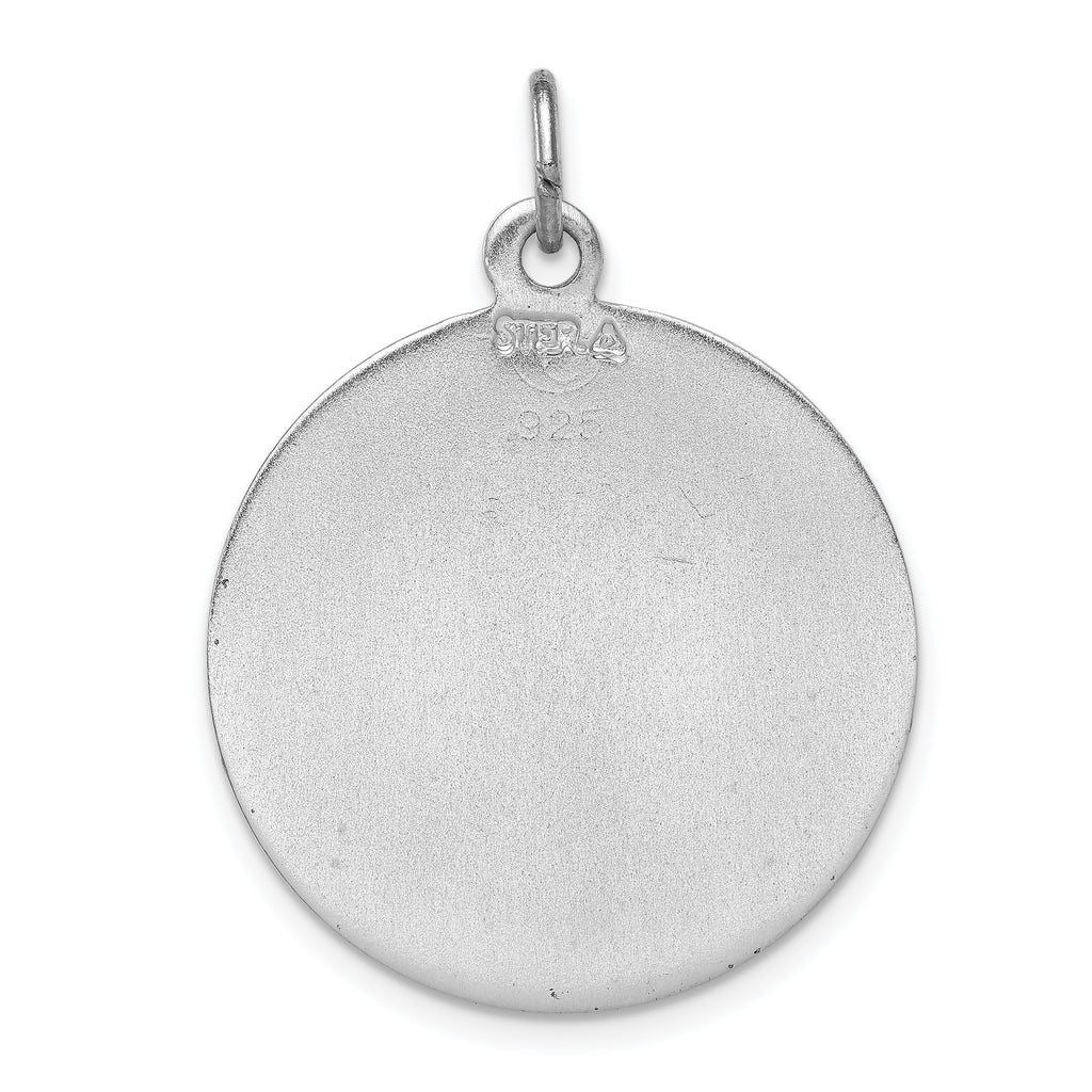 Sterling Silver 925 Enameled Saint Michael Pendant Polished Rhodium-Plated