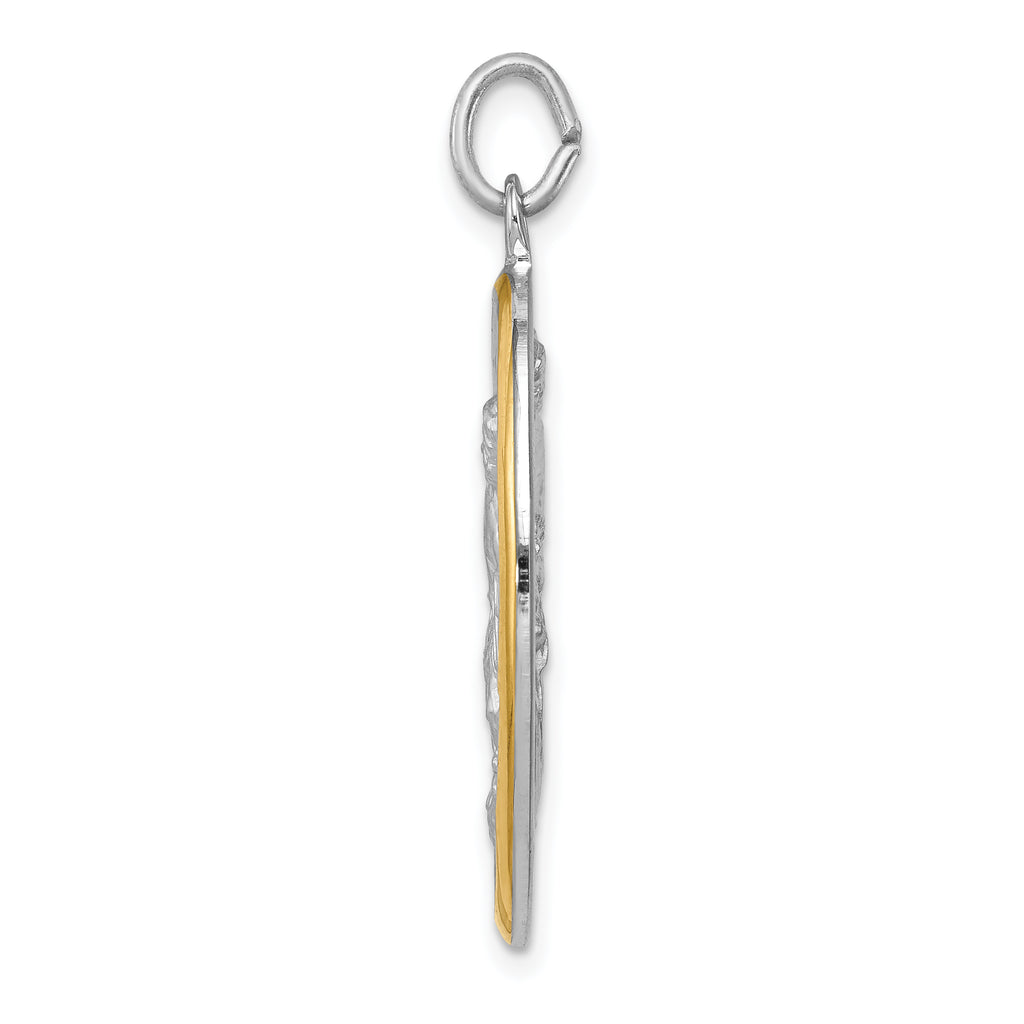 Sterling Silver Reversible St. Michael Pendant with Vermeil Accent
