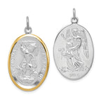 Sterling Silver Reversible St. Michael Pendant with Vermeil Accent