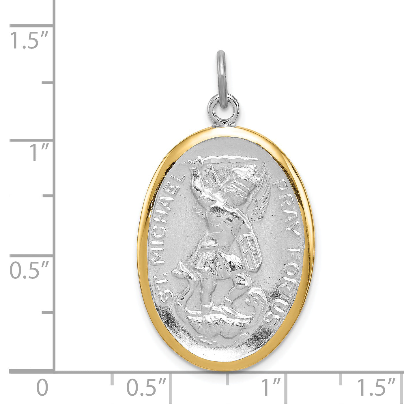 Sterling Silver Reversible St. Michael Pendant with Vermeil Accent