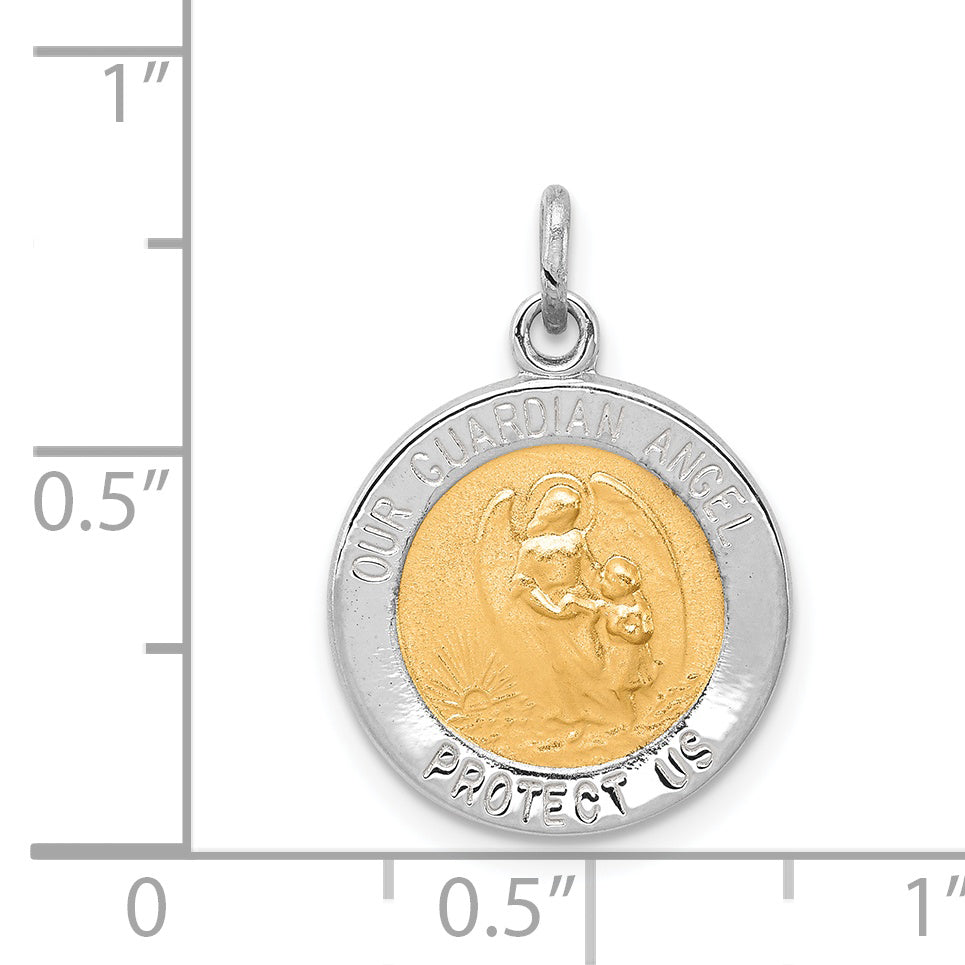 Sterling Silver Rhodium-Plated Guardian Angel Pendant Polished Finish