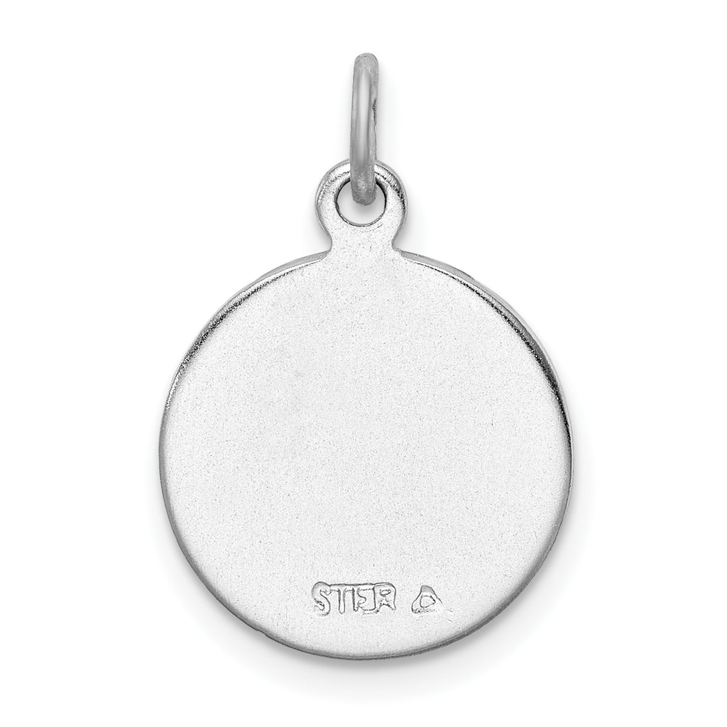 Sterling Silver 925 Angel Medal Pendant Rhodium-Plated Polished Finish