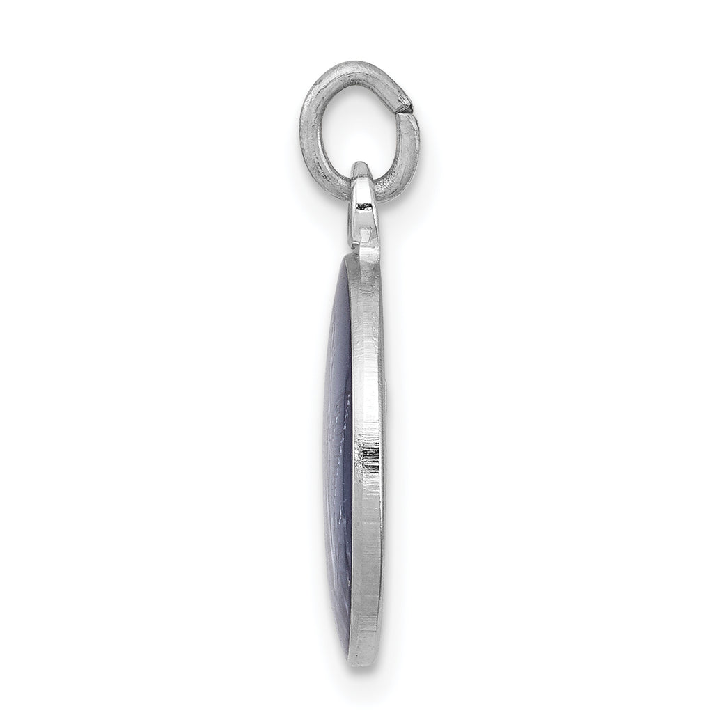 Sterling Silver Blue Epoxy Angel Charm with Polished Rhodium Finish