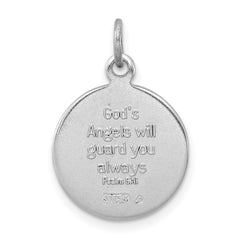 Sterling Silver Blue Epoxy Angel Charm with Polished Rhodium Finish