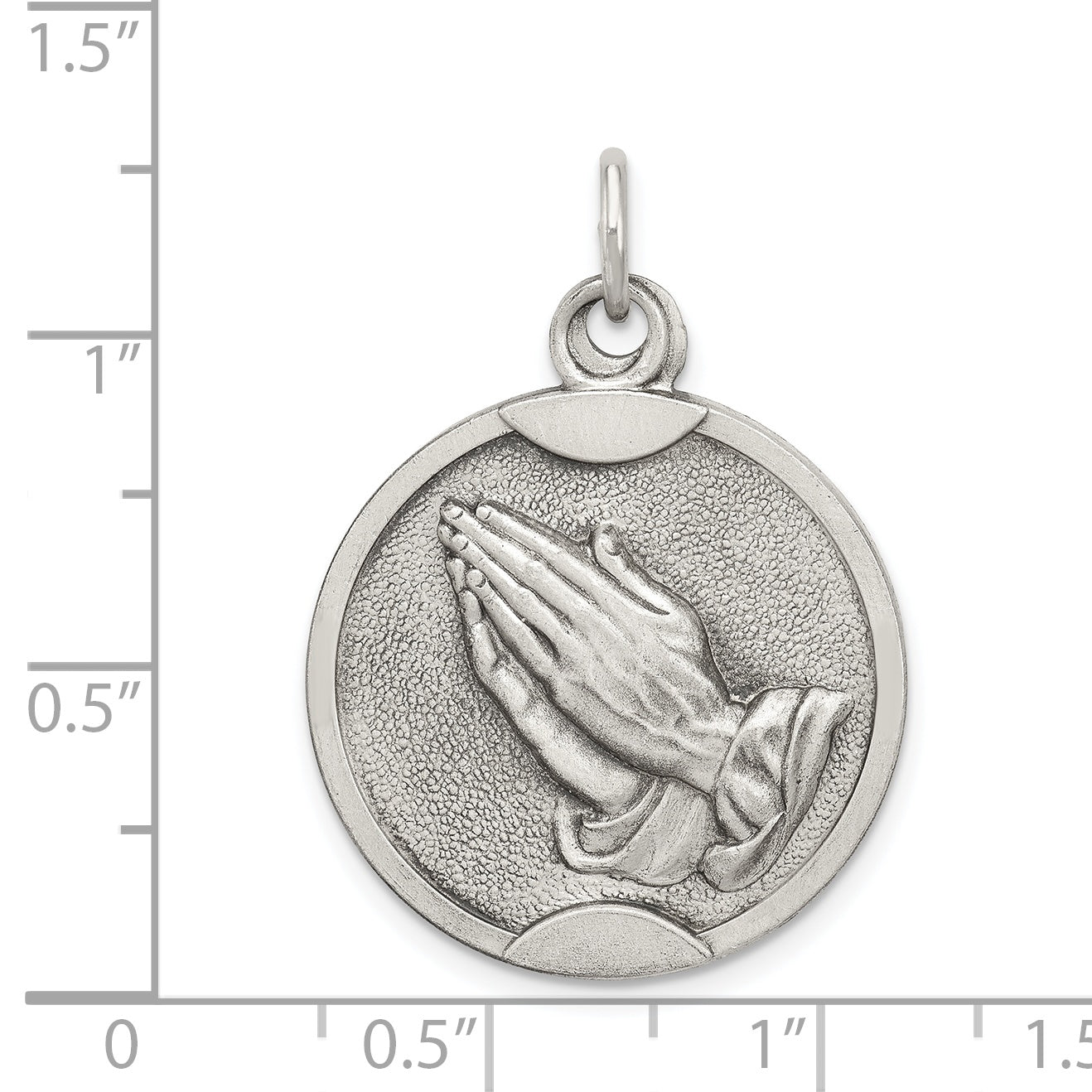 Sophia Jewelers Sterling Silver 925 Praying Hands Antique Solid Pendant