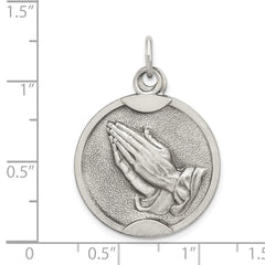 Sophia Jewelers Sterling Silver 925 Praying Hands Antique Solid Pendant
