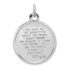 Sterling Silver 925 Polished Praying Hands Serenity Prayer Pendant