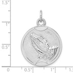 Sterling Silver 925 Polished Praying Hands Serenity Prayer Pendant
