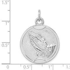 Sterling Silver 925 Polished Praying Hands Serenity Prayer Pendant
