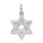 Sterling Silver 925 Blue Enamel Star of David Charm Polished Rhodium-Plated