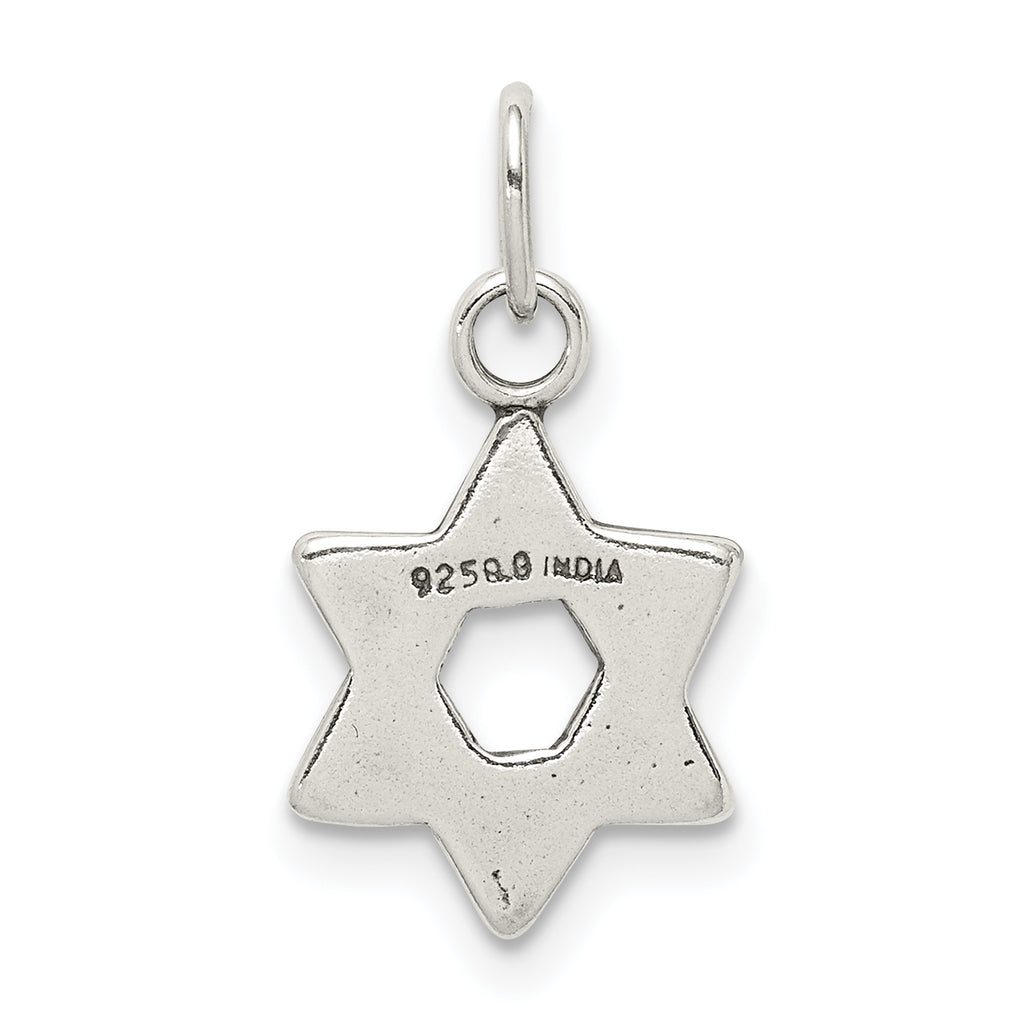 Sterling Silver 925 Star of David Charm with Antique Finish