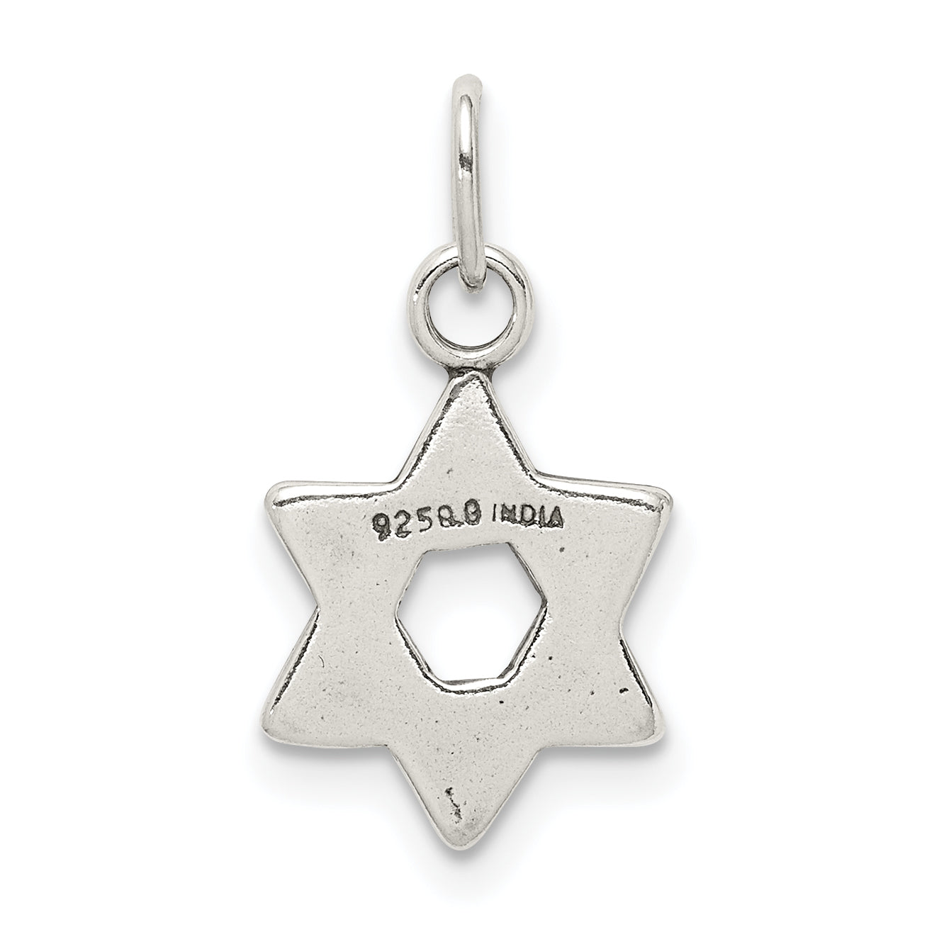 Sterling Silver 925 Star of David Charm with Antique Finish