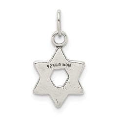 Sterling Silver 925 Star of David Charm with Antique Finish