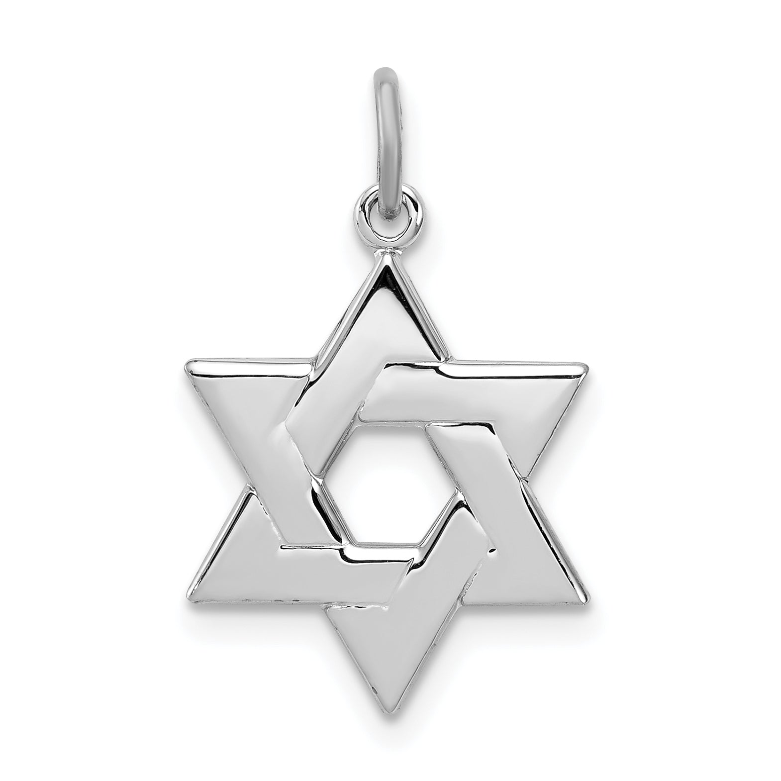 Sterling Silver Rhodium-plated Star of David Charm