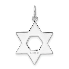 Sterling Silver 925 Star of David Charm with Rhodium Elegance