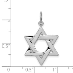 Sterling Silver 925 Star of David Charm with Rhodium Elegance
