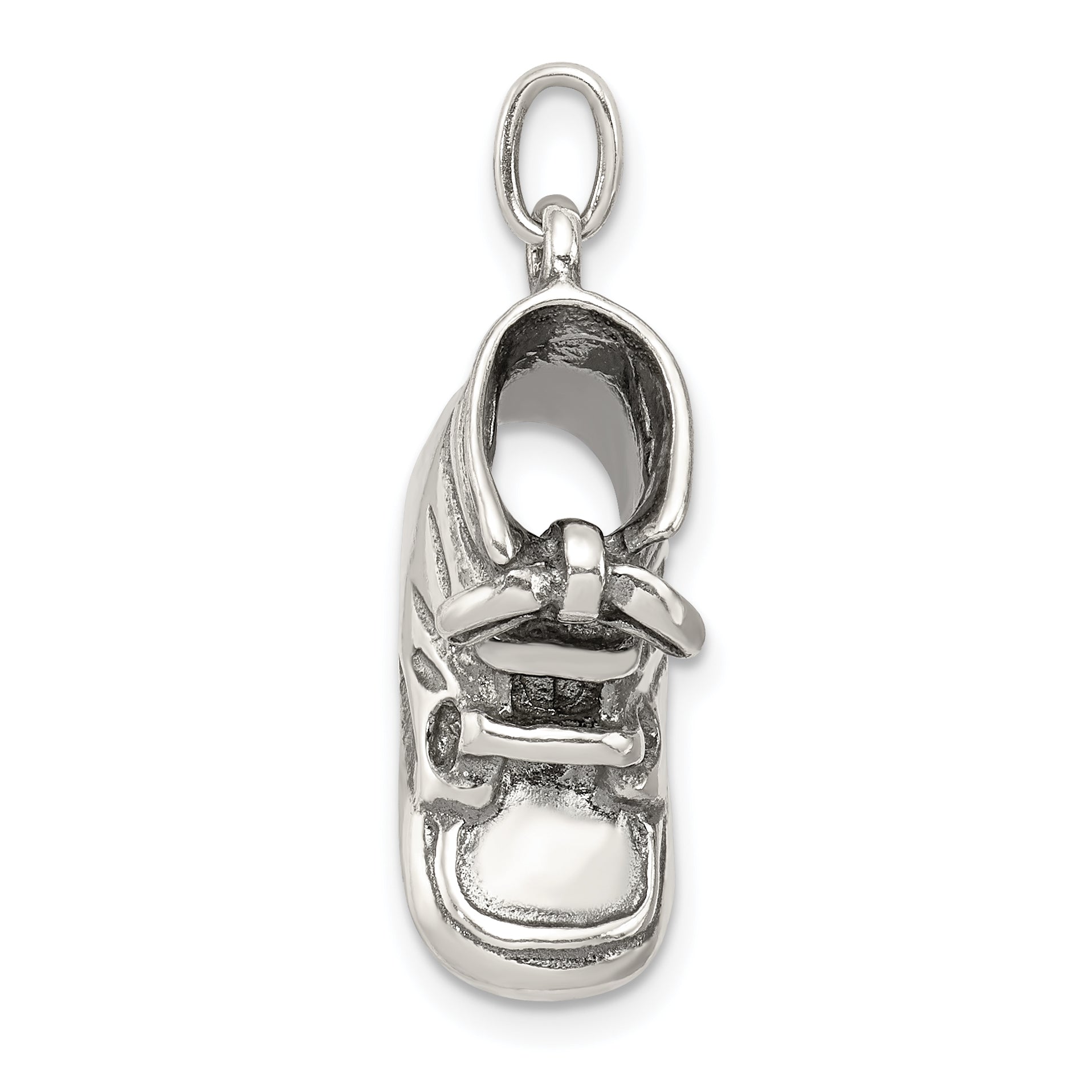 Sterling Silver 925 Baby Shoe Pendant with Antiqued Polished Finish Secondary image