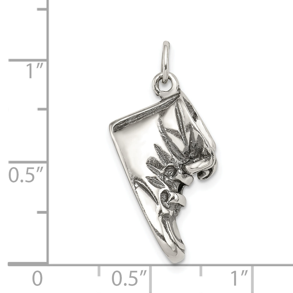 Sterling Silver 925 Baby Shoe Pendant with Antiqued Polished Finish