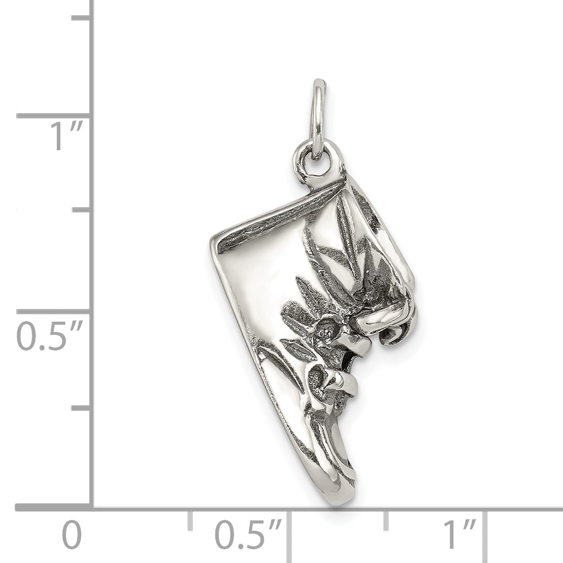 Sterling Silver 925 Baby Shoe Pendant with Antiqued Polished Finish