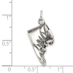 Sterling Silver 925 Baby Shoe Pendant with Antiqued Polished Finish