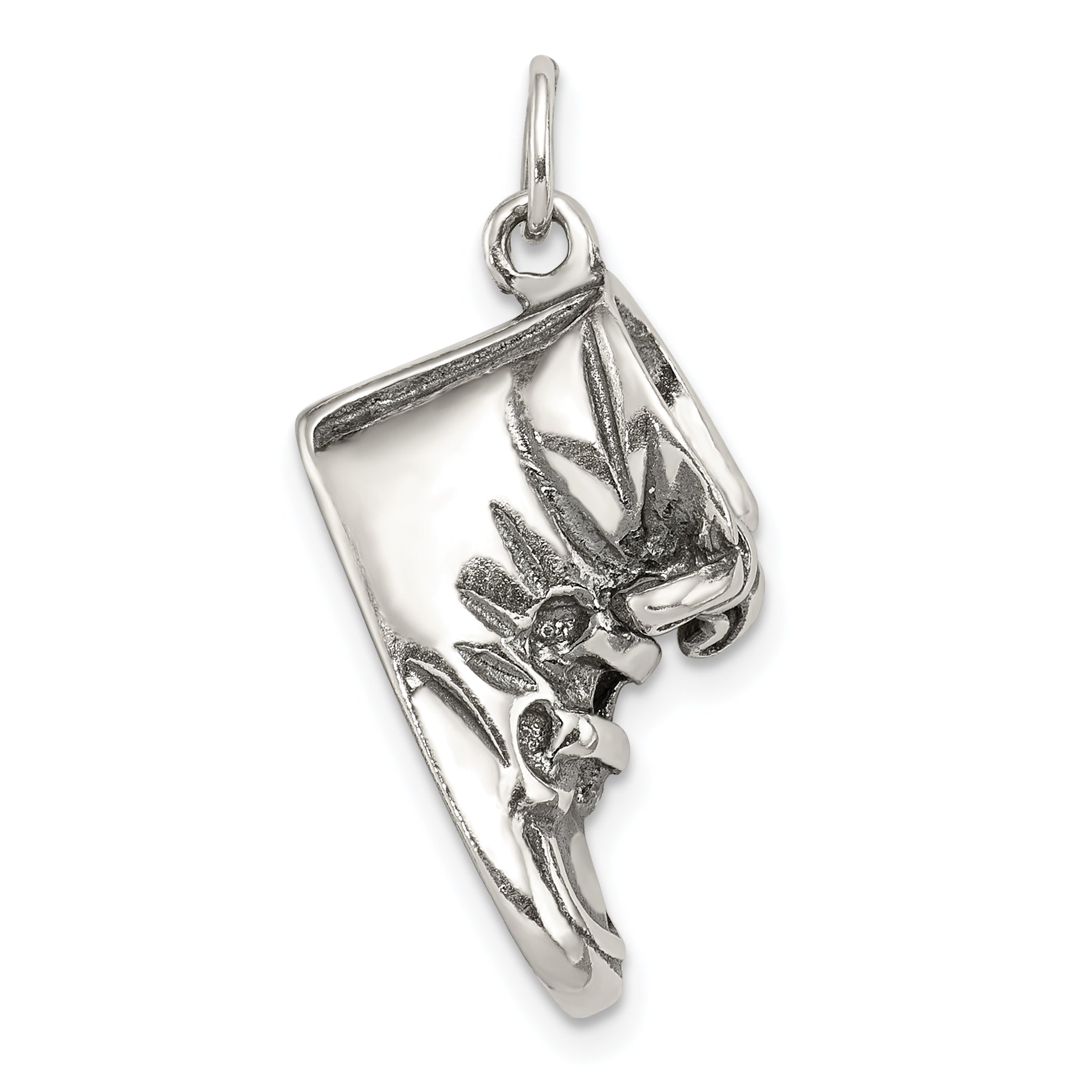 Sterling Silver Antiqued Baby Shoe Pendant Main image