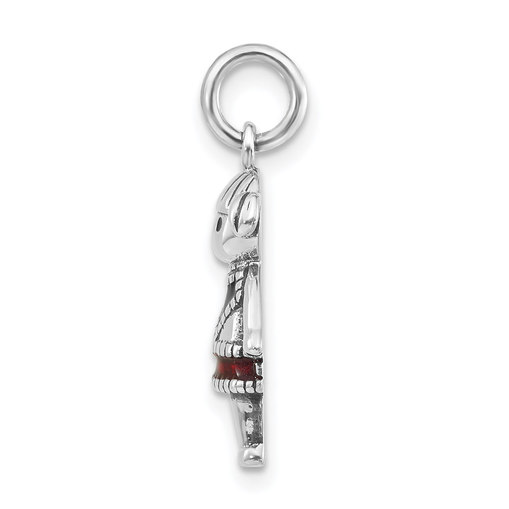 Sophia Jewelers Sterling Silver Enamel Girl Charm in Red & Black