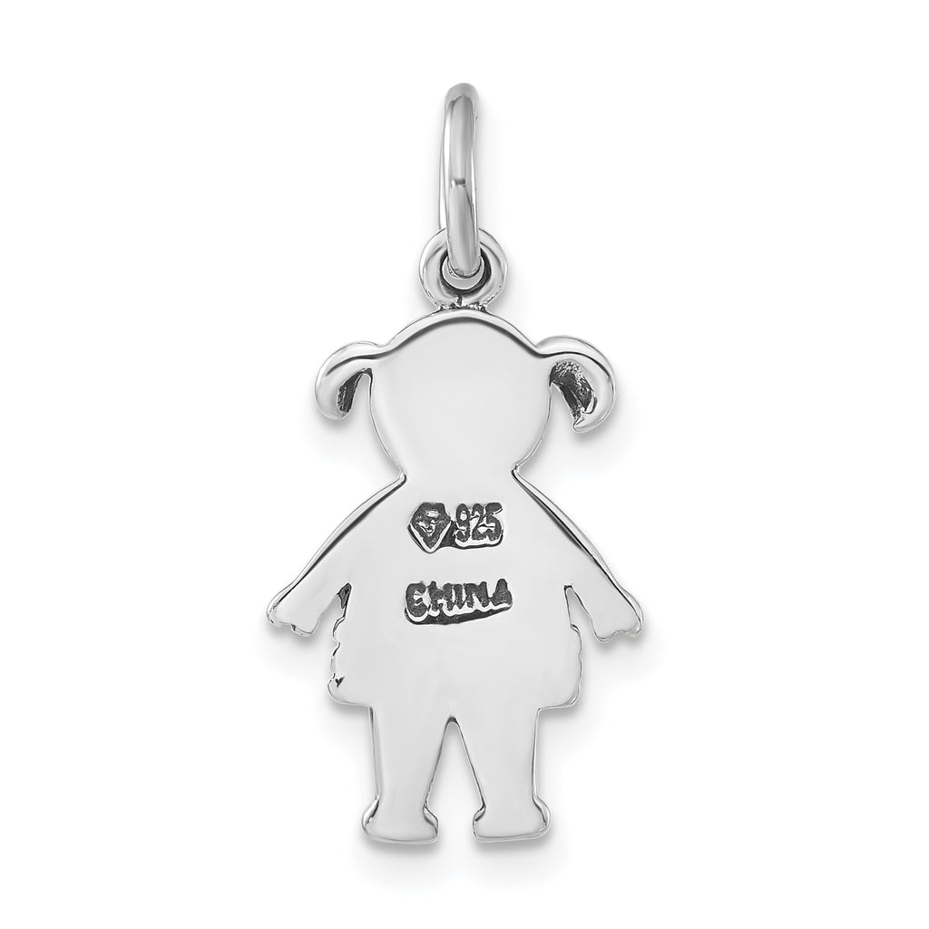 Sophia Jewelers Sterling Silver Enamel Girl Charm in Red & Black